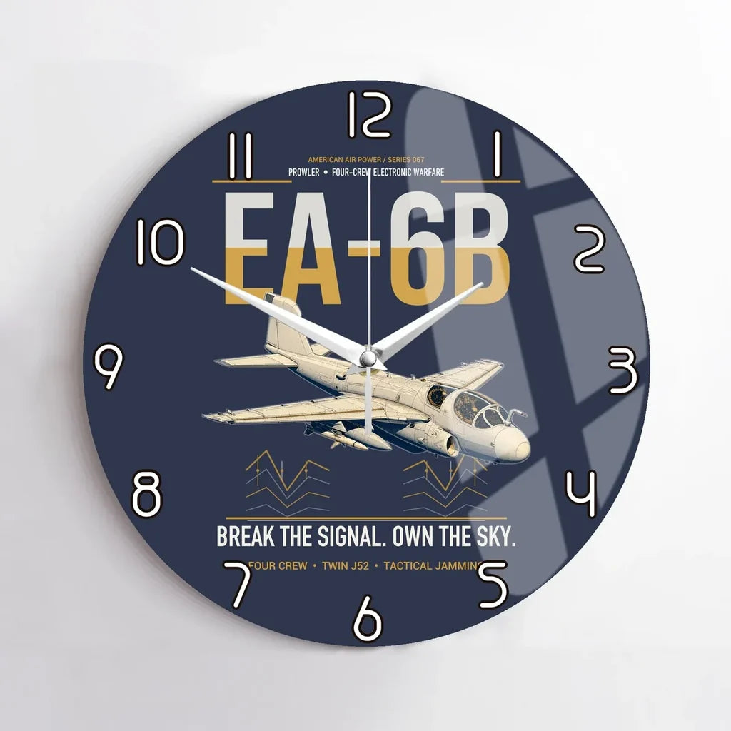 EA-6B Prowler design on navy blue no frame wall clock