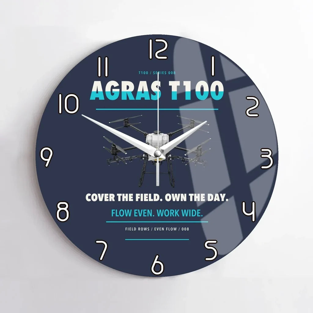 DJI Agras T100 design on navy blue no frame wall clock
