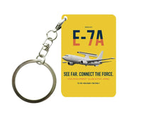Thumbnail for E-7A Wedgetail design on yellow designed key chain, double-side print