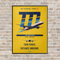 Thumbnail for Boeing 777-300ER vertical canvas print - framed - yellow background