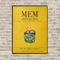 Thumbnail for Frederick W. Smith International Airport Memphis MEM vertical canvas print - framed - yellow background