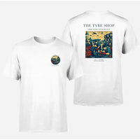 Thumbnail for VINTAGE G4535 - The Tyre Shop - Double-Side T-Shirt design on white double side t shirt