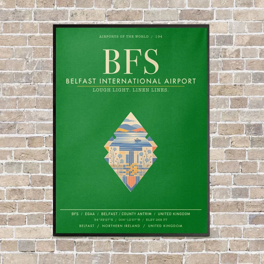 Belfast International Airport BFS - Canvas Framed - Green