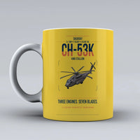 Thumbnail for Sikorsky CH-53K King Stallion design on yellow ceramic mug, double-side print
