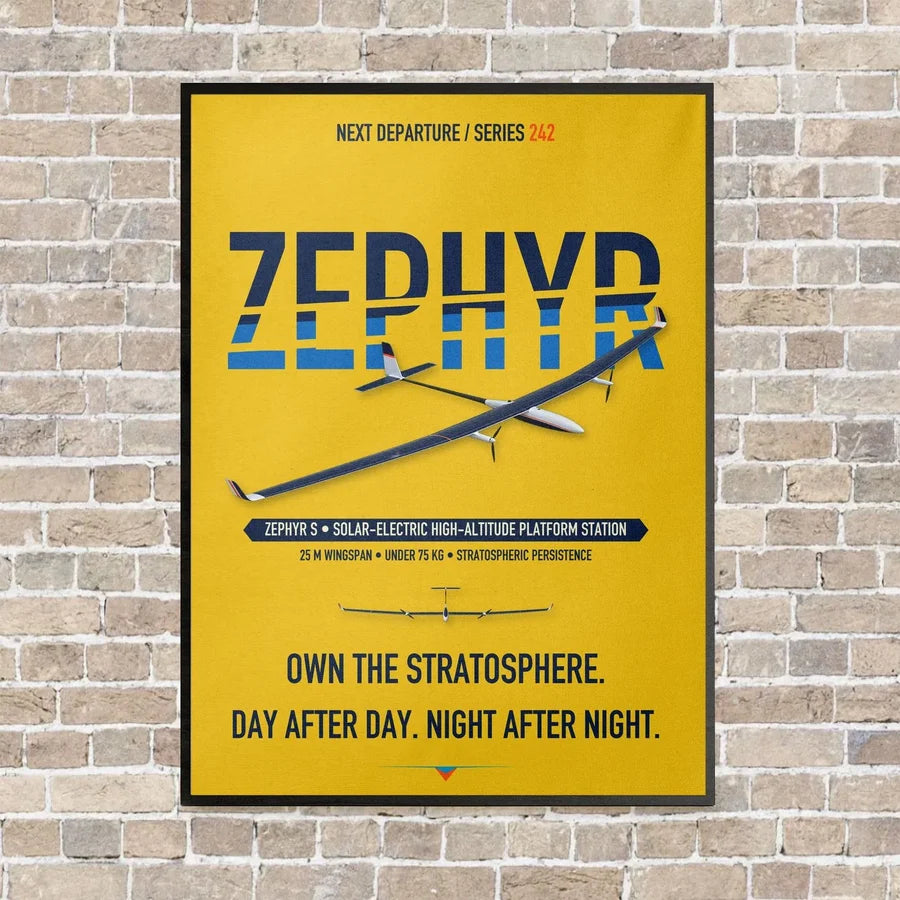 Airbus Zephyr S vertical canvas print - framed - yellow background