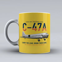 Thumbnail for C-47A Skytrain design on yellow ceramic mug, double-side print