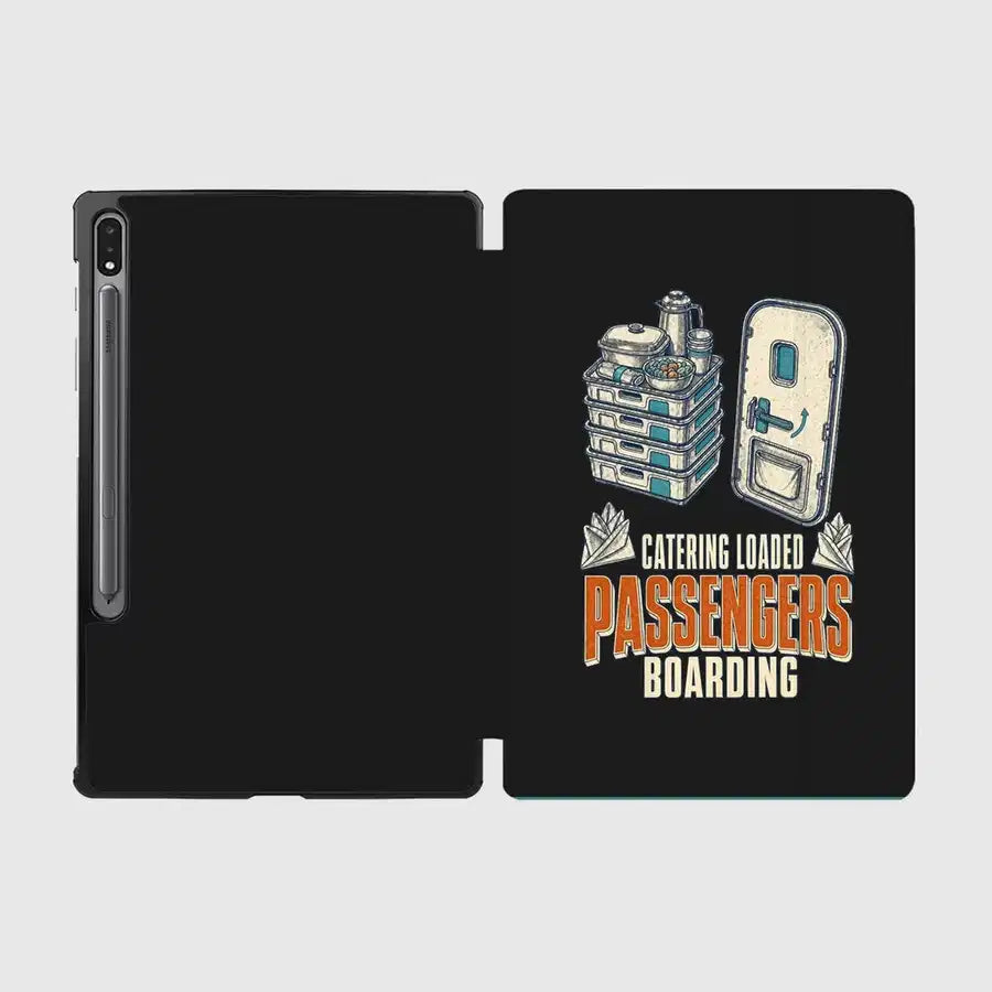 Catering Loaded Passengers Boarding design on black samsung tablet tablet case