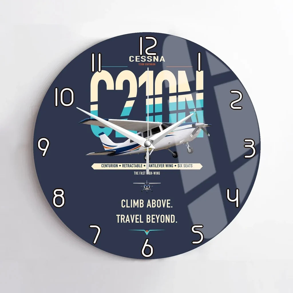Cessna T210N Centurion design on navy blue no frame wall clock