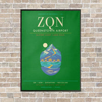 Thumbnail for Queenstown Airport ZQN - Canvas Framed - Green