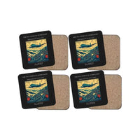 Thumbnail for The Tea Terrace Overflight - Designed Coasters design on black 4-pieces-set
