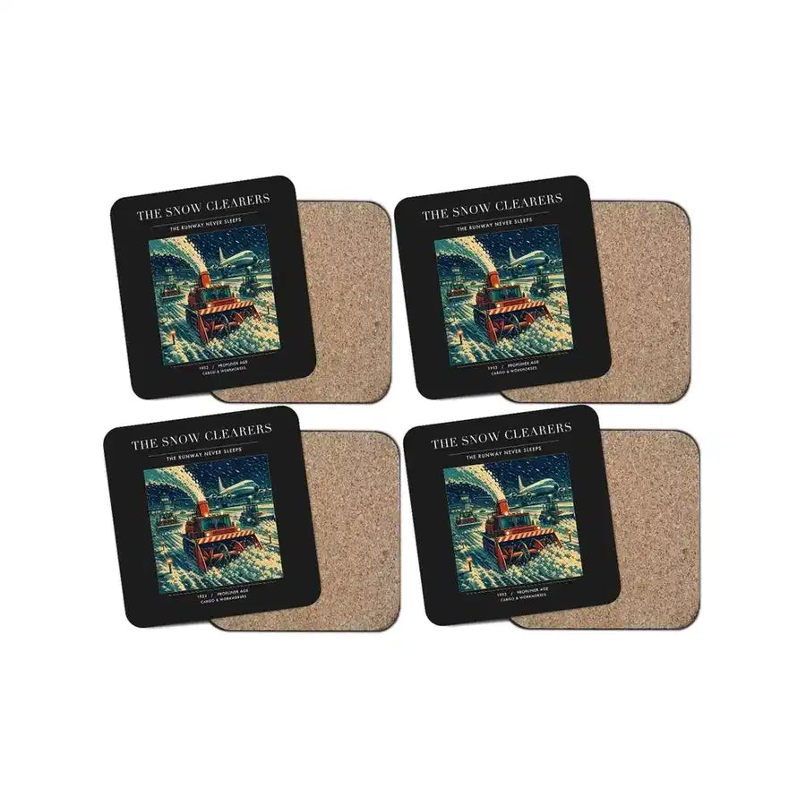The Snow Clearers - Designed Coasters design on black 4-pieces-set