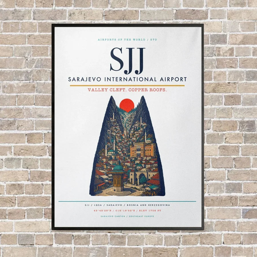Sarajevo International Airport SJJ - Canvas Framed - White