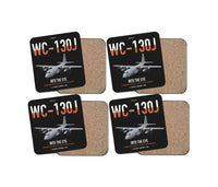 Thumbnail for WC-130J Hurricane Hunter design on black 4 pieces set coaster