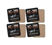 Thumbnail for Embraer KC-390 Millennium design on black 4 pieces set coaster