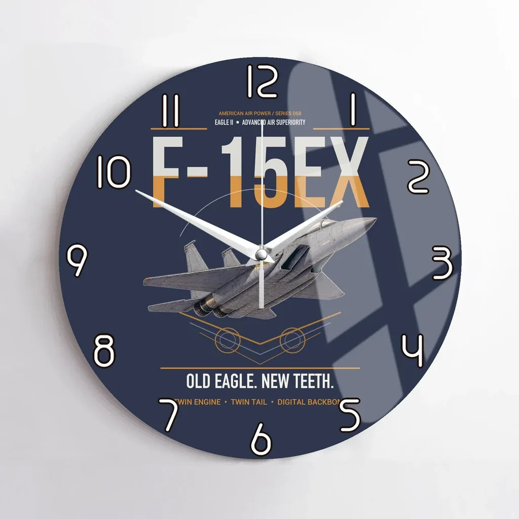 F-15EX Eagle II design on navy blue no frame wall clock