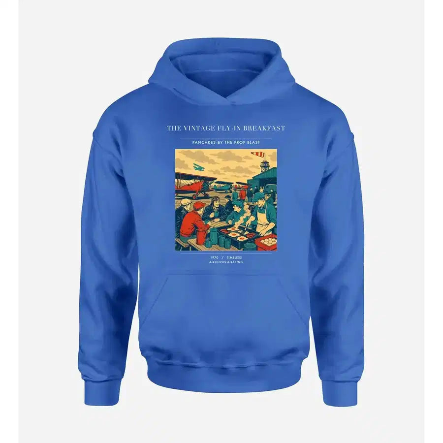 VINTAGE G4487 - The Vintage Fly-In Breakfast - Premium Hoodie design on blue premium