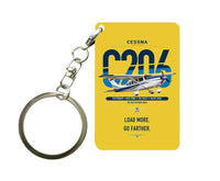Thumbnail for Cessna 206 Stationair design on yellow designed key chain, double-side print