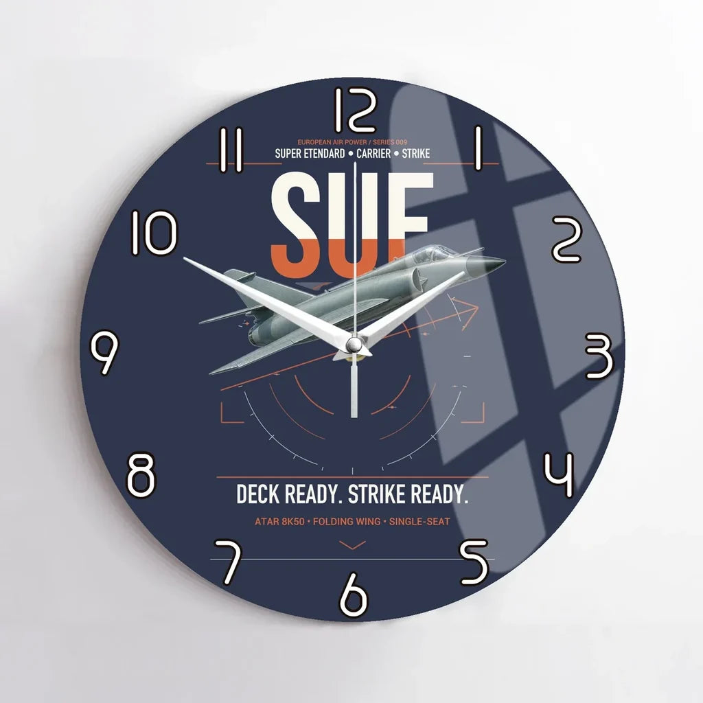 Dassault Super Étendard design on navy blue no frame wall clock