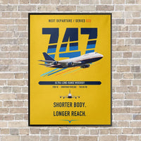 Thumbnail for Boeing 747SP vertical canvas print - framed - yellow background