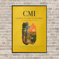 Thumbnail for University of Illinois Willard Airport CMI vertical canvas print - framed - yellow background