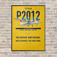 Thumbnail for Tecnam P2012 Traveller vertical canvas print - framed - yellow background