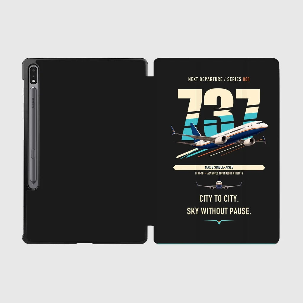 Boeing 737 MAX 8 design on black samsung tablet tablet case