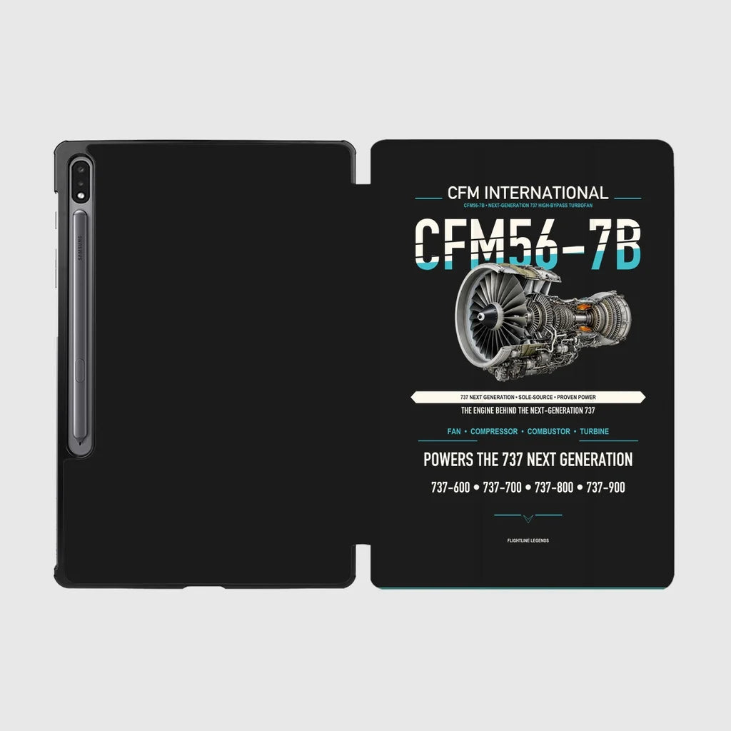 CFM56-7B design on black samsung tablet tablet case