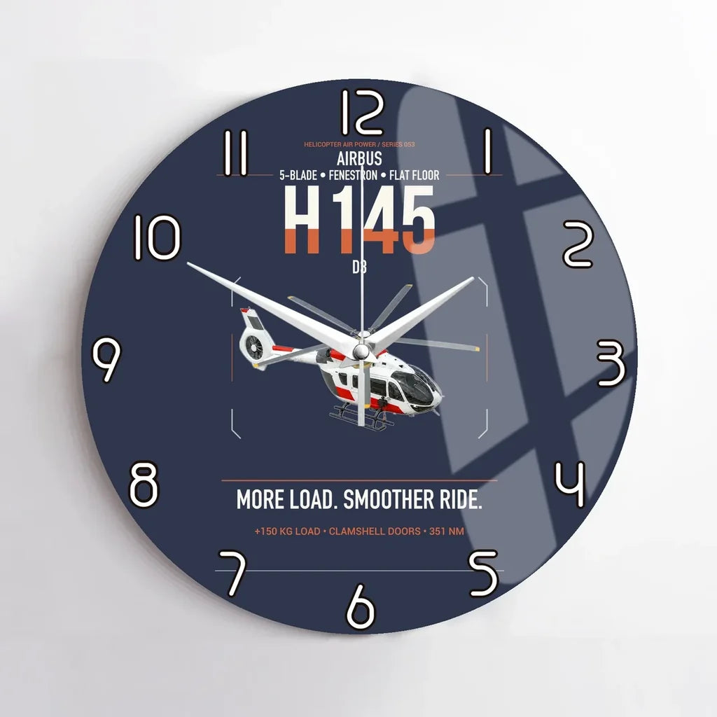 Airbus H145 D3 design on navy blue no frame wall clock