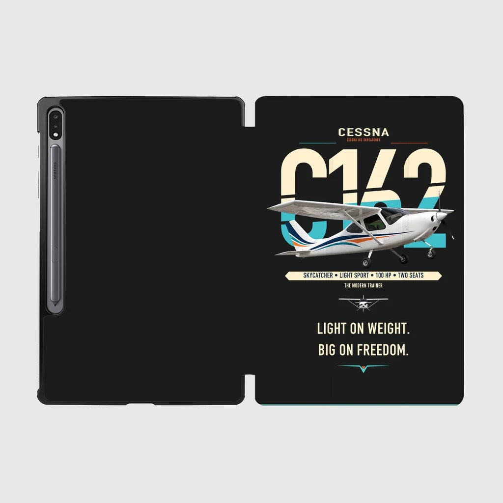 Cessna 162 Skycatcher design on black samsung tablet tablet case