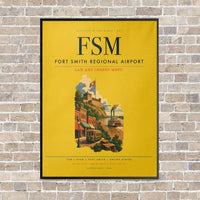 Thumbnail for Fort Smith Regional Airport FSM vertical canvas print - framed - yellow background