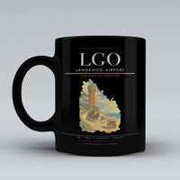 Thumbnail for Langeoog Airport (LGO) airport code design on black ceramic mug