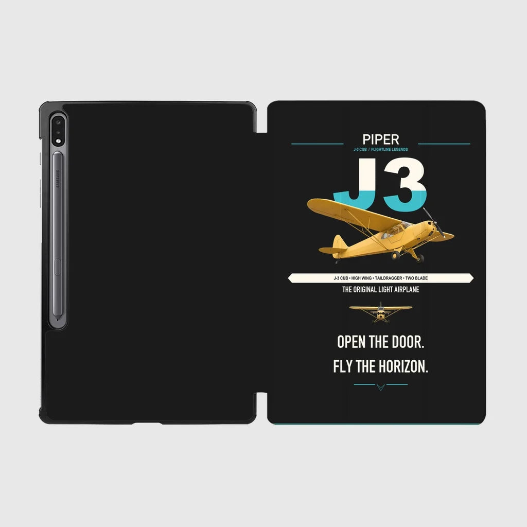 Piper J-3 Cub design on black samsung tablet tablet case
