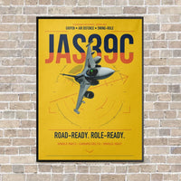 Thumbnail for Saab JAS 39C Gripen vertical canvas print - framed - yellow background