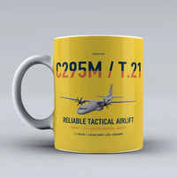 Thumbnail for Airbus C295M T.21 design on yellow ceramic mug, double-side print