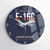 Thumbnail for F-16C Fighting Falcon One Airframe Every Mission design on navy blue no frame wall clock