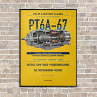 Thumbnail for PT6A-67 vertical canvas print - framed - yellow background