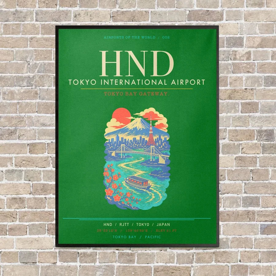 Tokyo Haneda Airport HND - Canvas Framed - Green