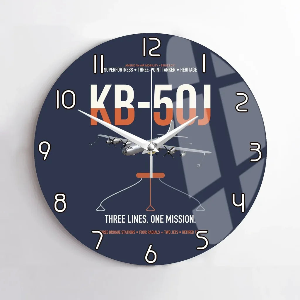 KB-50J Superfortress design on navy blue no frame wall clock