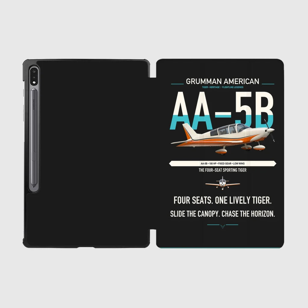 Grumman American AA-5B Tiger design on black samsung tablet tablet case
