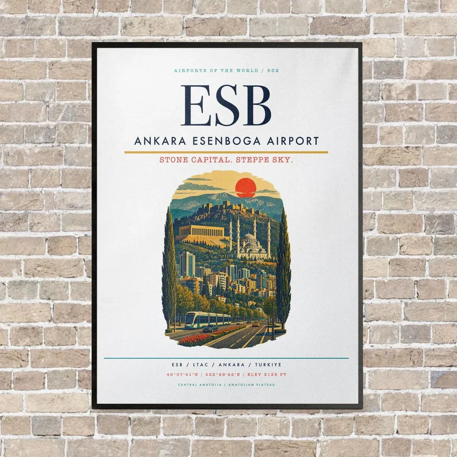 Ankara Esenboga Airport ESB - Canvas Framed - White