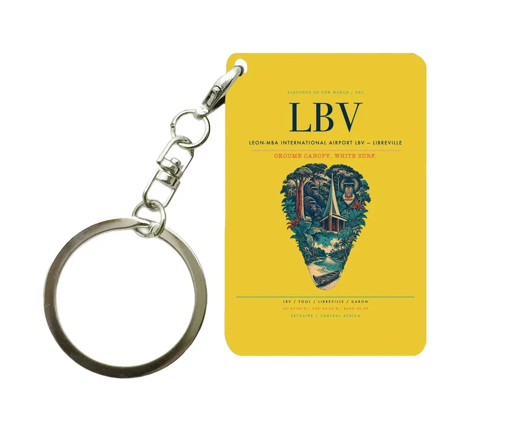Leon-Mba International Airport LBV — Libreville Key Chain design on yellow key chain