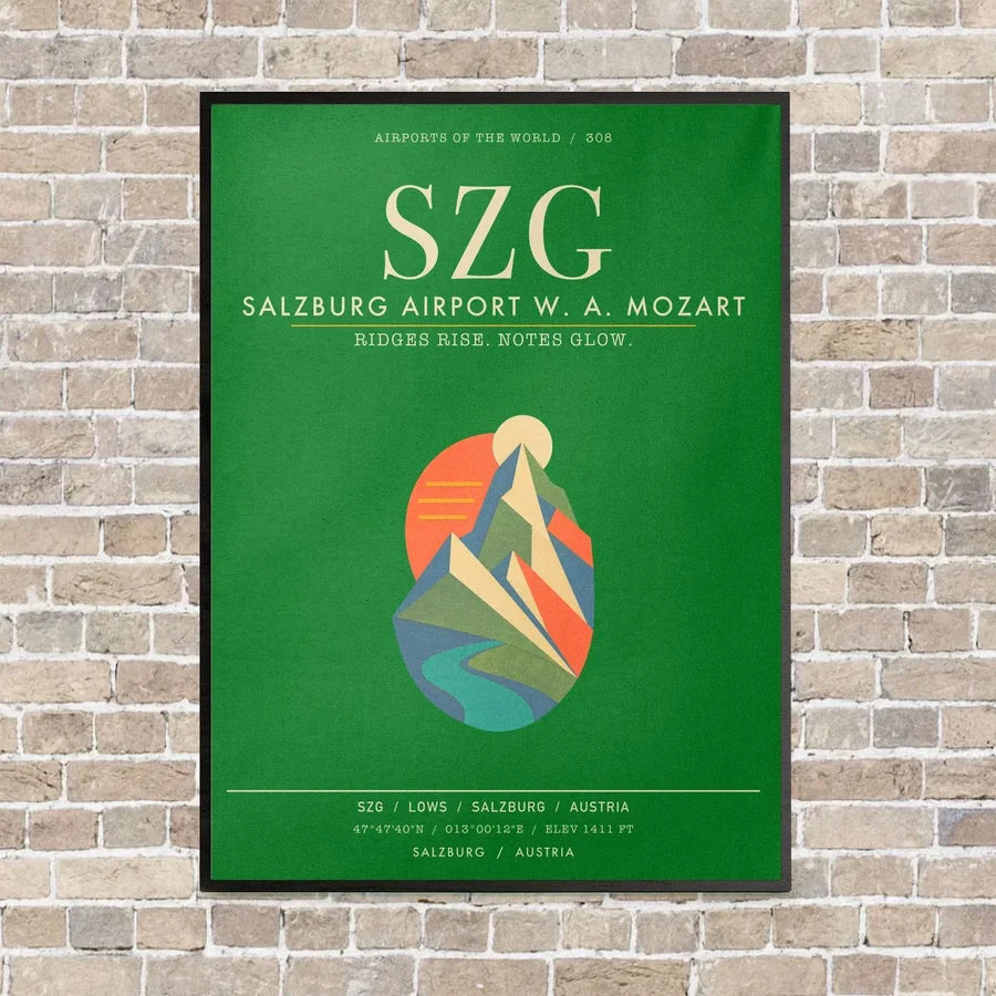 Salzburg Airport SZG - Canvas Framed - Green