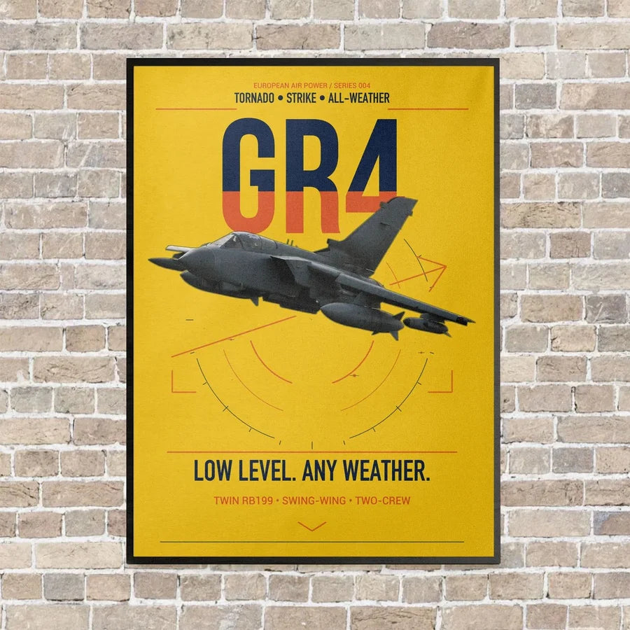 Panavia Tornado GR4 vertical canvas print - framed - yellow background