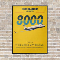 Thumbnail for Bombardier Global 8000 vertical canvas print - framed - yellow background