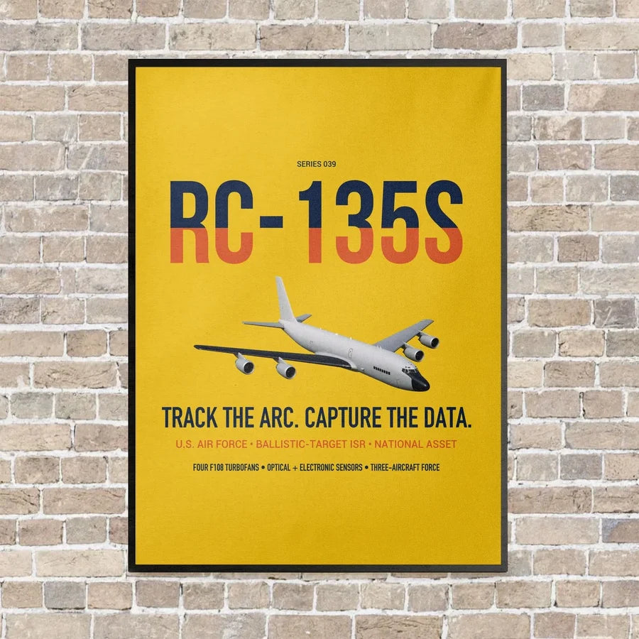 RC-135S Cobra Ball vertical canvas print - framed - yellow background
