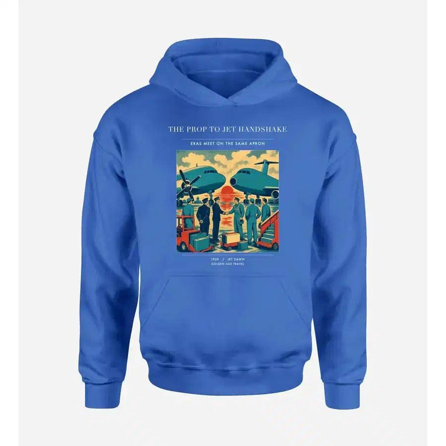 VINTAGE G4385 - The Prop To Jet Handshake - Premium Hoodie design on blue premium