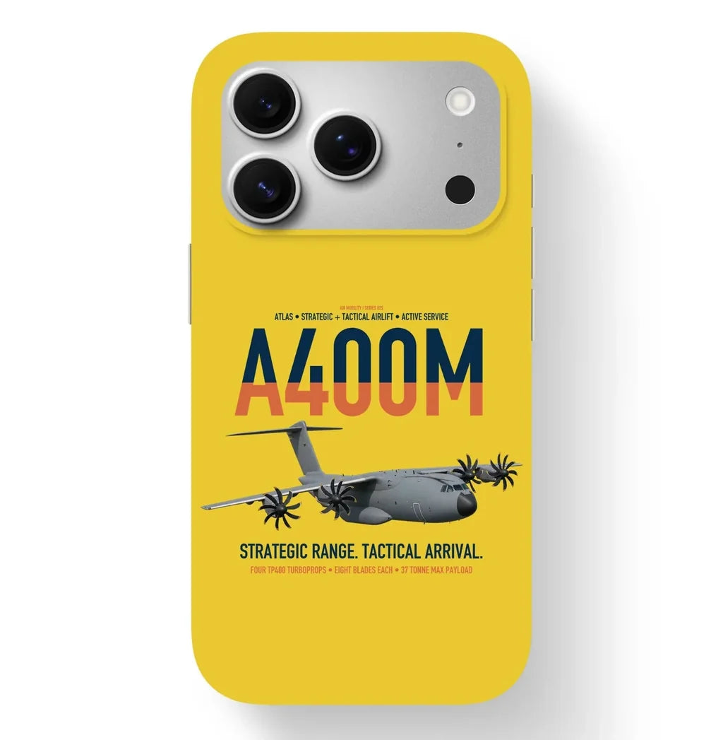 Airbus A400M Atlas design on yellow magsafe iphone case, for iPhone 17 Pro