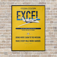 Thumbnail for Cessna Citation Excel vertical canvas print - framed - yellow background