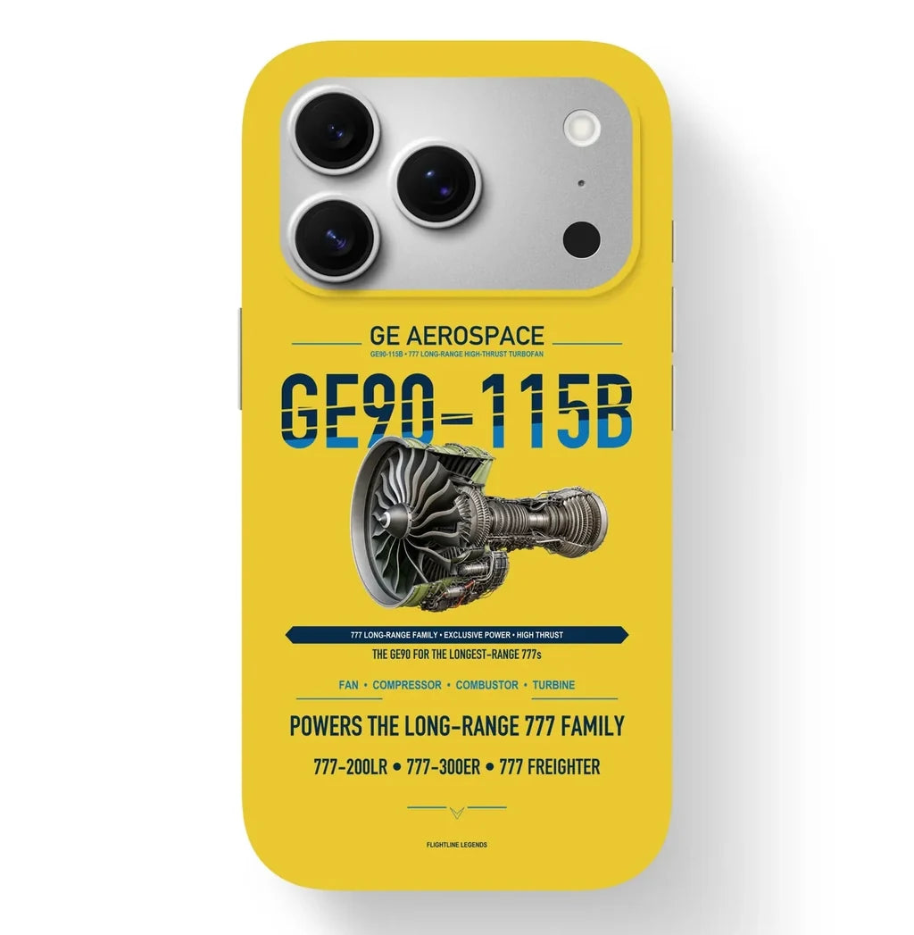 GE90-115B Case design on yellow iphone case