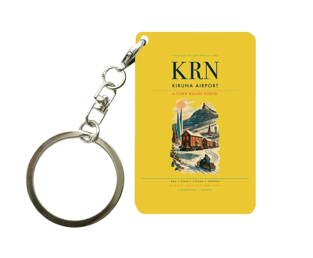 Kiruna Airport (KRN) design on yellow key chain